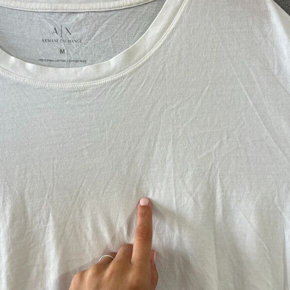 Armani Exchange AX Pima Cotton Ciao White T Shirt 3/4 Sleeve Basic Womens Sz M - Picture 7 of 9